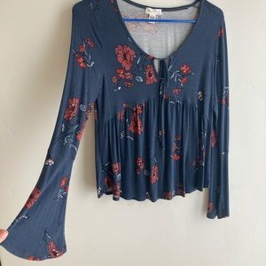 Long sleeve Floral top with ties